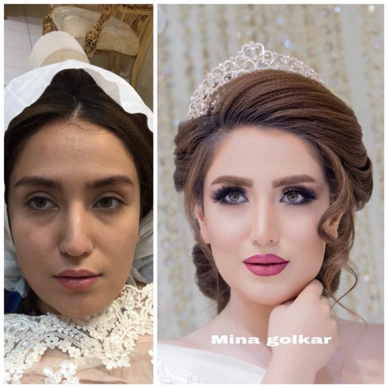 قبل و بعد از آرایش عروس